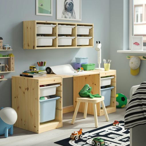 TROFAST, γραφείο με κουτιά αποθήκευσης, 124x44x52 cm, 996.138.97