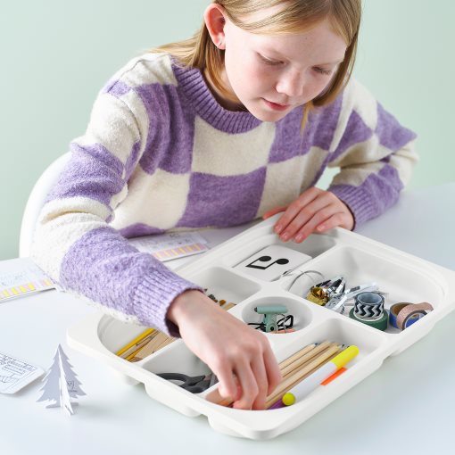 TROFAST, γραφείο με κουτιά αποθήκευσης/δίσκους, 124x44x52 cm, 996.139.15