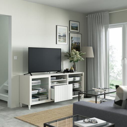 BESTÅ, TV bench with doors/drawer soft closing, 180x42x74 cm, 093.845.55