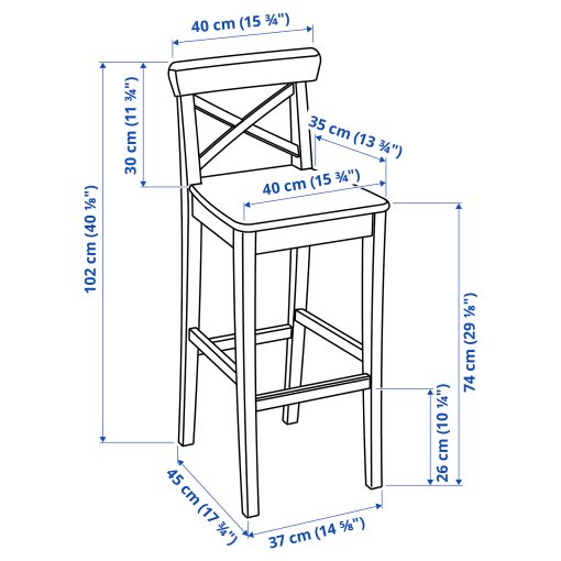 INGOLF, Σκαμπό μπαρ με πλάτη, 001.217.66