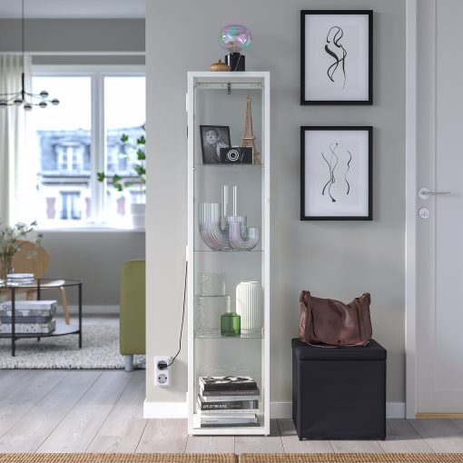 BLÅLIDEN, glass-door cabinet, 35x32x151 cm, 005.012.43