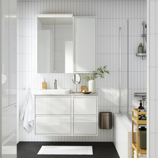 ANGSJON, wall cabinet with door/high-gloss, 40x15x95 cm, 005.350.78