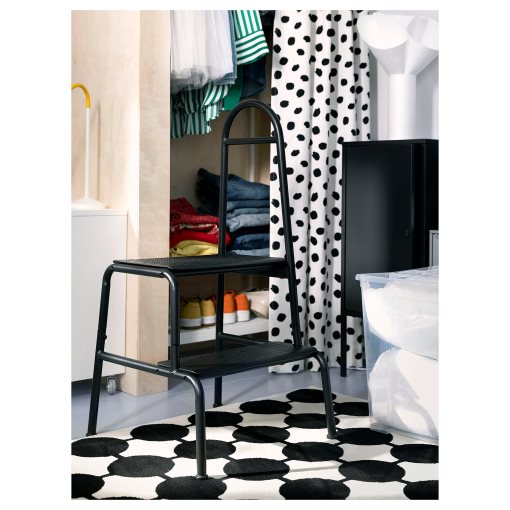 BÄSINGEN, step stool with handrail, 2-steps, 005.573.67