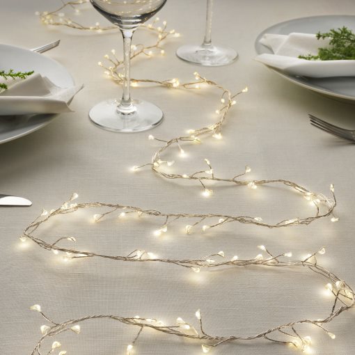 STRÅLA, γιρλάντα με ενσωματωμένο φωτισμό LED/160 λαμπτήρες/λειτουργία με μπαταρία, μίνι, 005.991.07