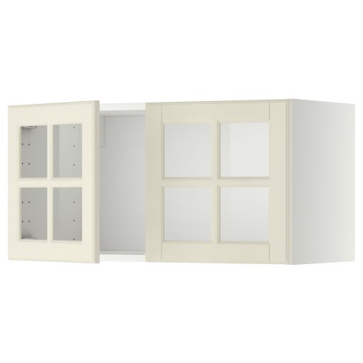 METOD, wall cabinet with 2 glass doors, 80x40 cm, 093.950.35