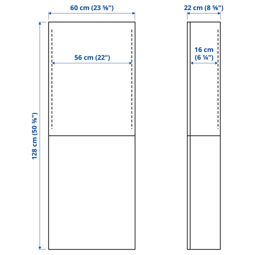 BESTÅ, wall cabinet with 2 doors, 60x22x128 cm, 094.219.87