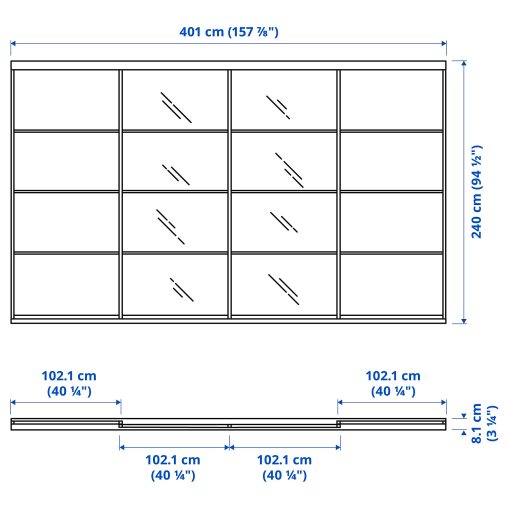 SKYTTA/MEH/AULI, σύνθεση με συρόμενη πόρτα, 401x240 cm, 094.240.47