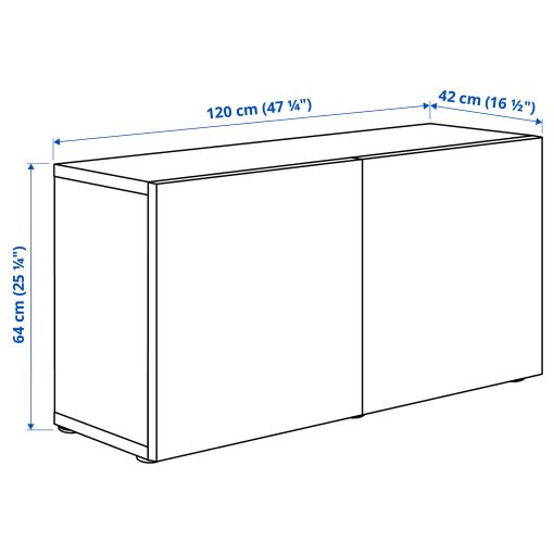 BESTÅ, wall-mounted cabinet combination, 120x42x64 cm, 094.892.32