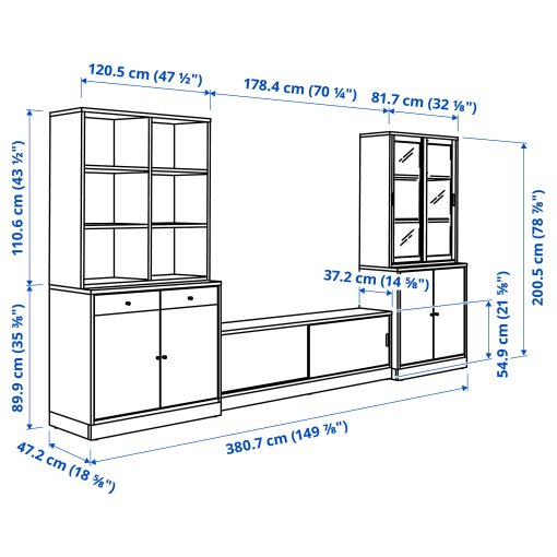 TONSTAD, TV storage combination, 381x47x201 cm, 095.150.66