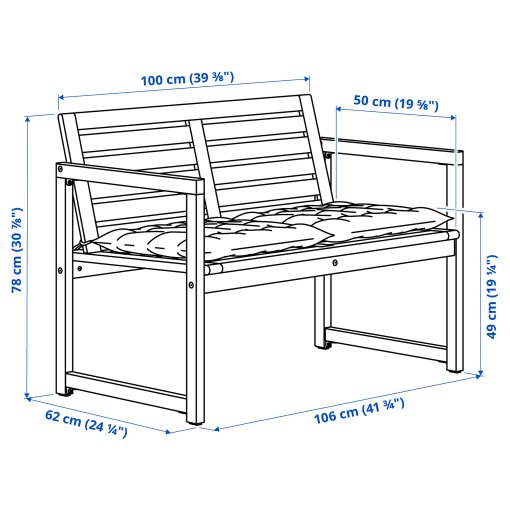NÄMMARÖ, παγκάκι με πλάτη και μαξιλάρια, 095.752.20
