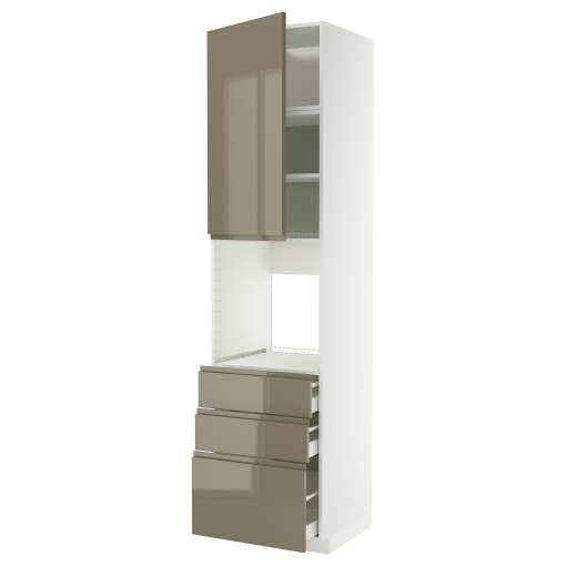 METOD, high cabinet for oven with door/3 drawers, 60x60x240 cm, 095.765.78