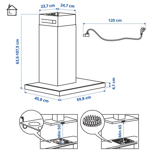 MATÄLSKARE, wall mounted extractor hood, 103.889.77