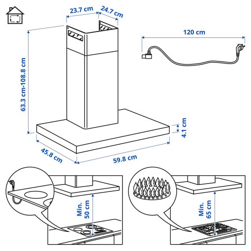 MATÄLSKARE, wall mounted extractor hood, 103.889.77