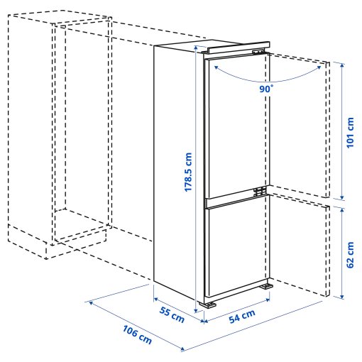 RISNAS, ψυγείο/καταψύκτης εντοιχιζόμενος/IKEA 500, 192/79 l, 105.730.60