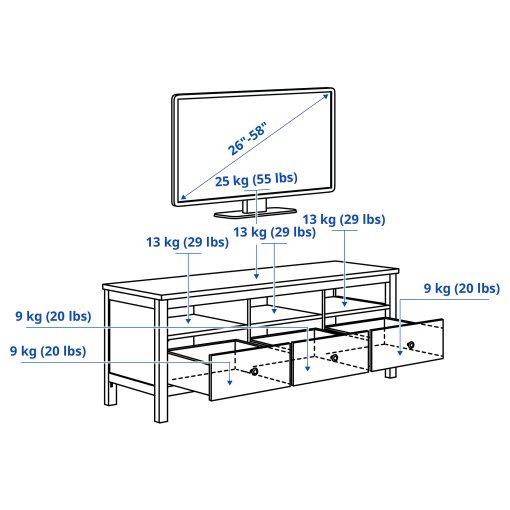 HEMNES, σύνθεση αποθήκευσης TV, 192.995.71