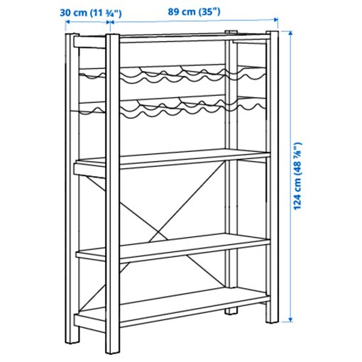 IVAR, 1 section/shelves/bottle racks, 89x30x124 cm, 194.038.17
