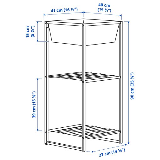 JOSTEIN, ραφιέρα με δοχείο/εσωτερικού/εξωτερικού χώρου/σύρμα, 41x40x90 cm, 194.371.72