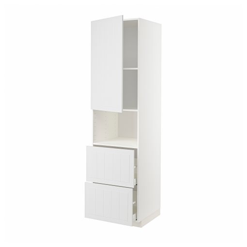 METOD, high cabinet for microwave with door/2 drawers, 60x60x220 cm, 194.555.71