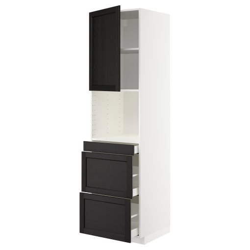 METOD, high cabinet for microwave combi with door/3 drawers, 60x60x220 cm, 194.573.58