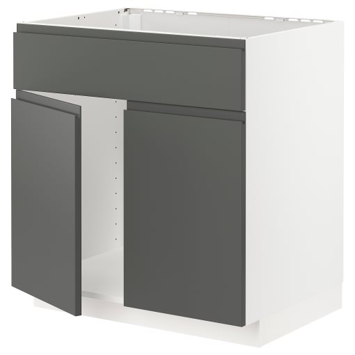 METOD, base cabinet for sink with 2 doors/front, 80x60 cm, 194.604.31