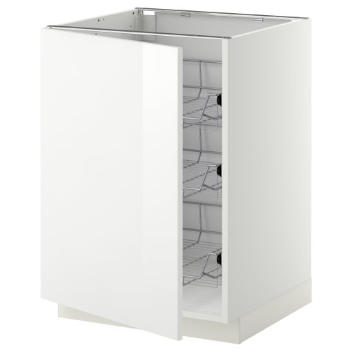 METOD, base cabinet with wire baskets, 60x60 cm, 194.618.50