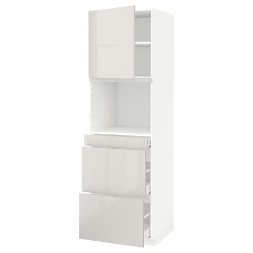 METOD, high cabinet for microwave combi with door/3 drawers, 60x60x200 cm, 194.684.51