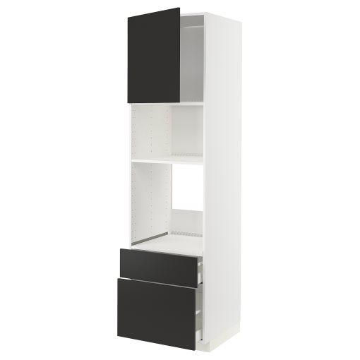 METOD, high cabinet for oven/microwave with door/2 drawers, 60x60x220 cm, 194.974.39