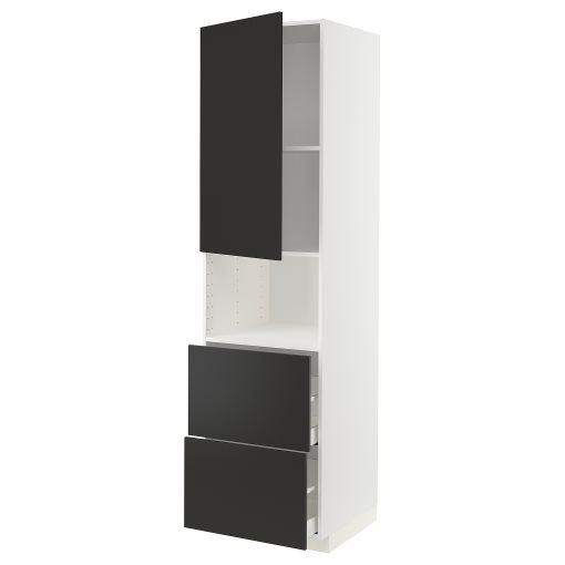 METOD/MAXIMERA, high cabinet for microwave with door/2 drawers, 60x60x220 cm, 194.987.83
