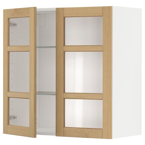 METOD, wall cabinet with shelves/2 glass doors, 80x80 cm, 195.093.57