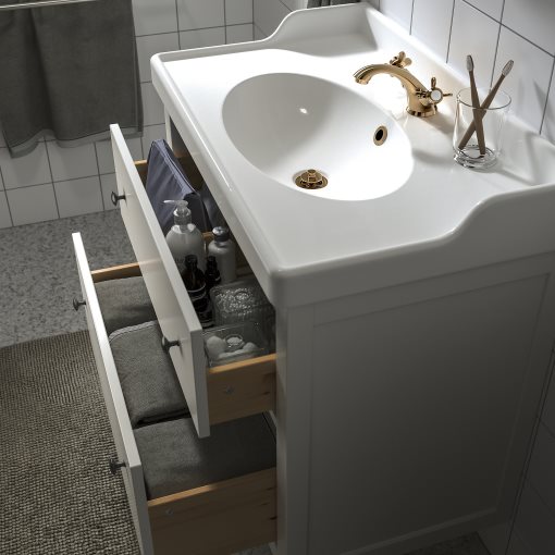 HEMNES/RUTSJON, wash-stand with drawers/wash-basin/tap, 82x49x95 cm, 195.468.40