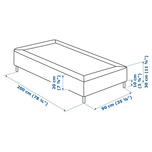 LYNGOR, slatted mattress base with legs, 90x200 cm, 195.544.58