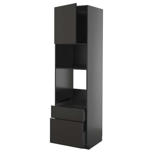METOD/KNIVSHULT, high cabinet for oven/microwave with door/2 drawers, 60x60x220 cm, 195.867.46