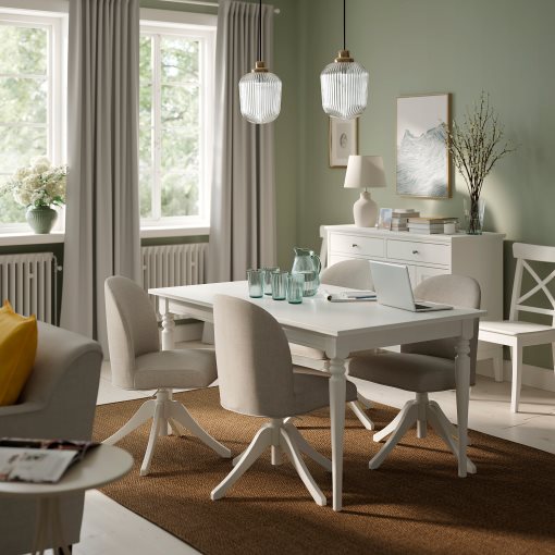 ROSENTORP, table and 4 chairs, 155/215x87 cm, 196.101.43