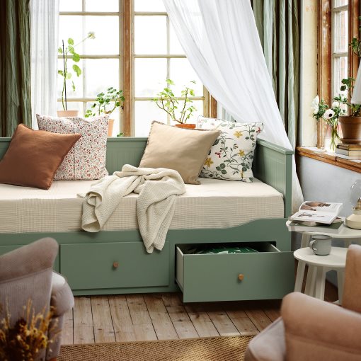 HEMNES, κρεβάτι επισκέπτη day bed 3 συρτάρια/2 στρώματα, 80x200 cm, 196.102.23