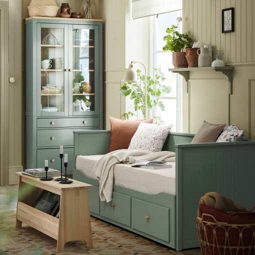 HEMNES, κρεβάτι επισκέπτη day bed 3 συρτάρια/2 στρώματα, 80x200 cm, 196.102.23