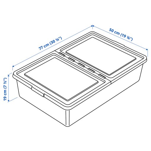 SOCKERBIT, storage box with lid, 50x77x19 cm, 204.115.24