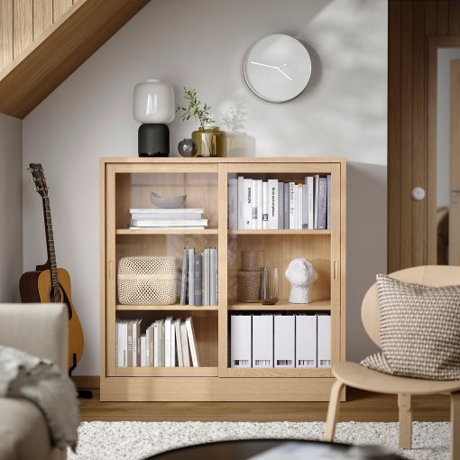 TONSTAD, cabinet with sliding glass doors, 121x37x120 cm, 204.892.78