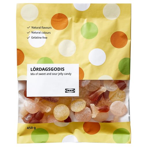 LORDAGSGODIS, mix of sweet/sour jelly candy, 450 g, 204.974.38