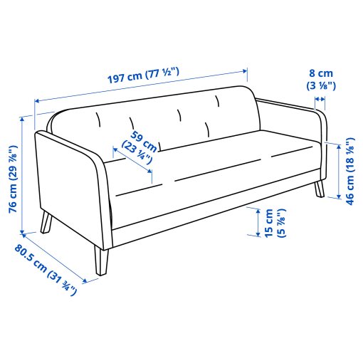 LINANÄS, 3-seat sofa, 205.122.45