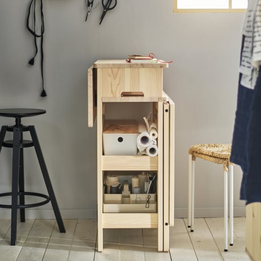 RESARO, mobile drop-leaf table with storage, 205.333.37