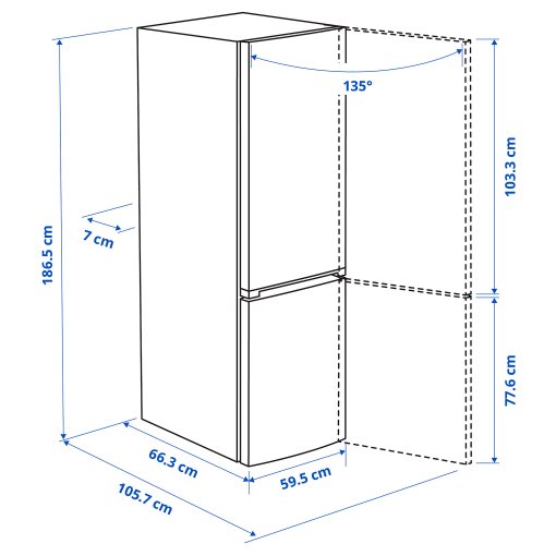 ALINGSAS, ψυγείο/καταψύκτης/ελεύθερο/IKEA 500, 210/106 l, 205.679.59