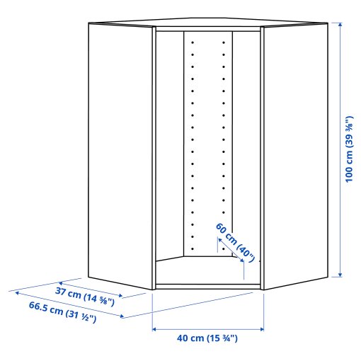 METOD, corner wall cabinet frame, 68x37x100 cm, 205.916.81
