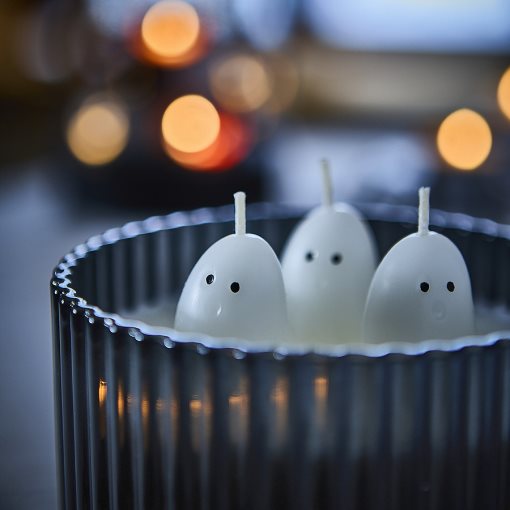 KUSTFYR 2026, scented candle in glass/jelly candy/ghost/3 wicks, 28 hr, 206.263.79