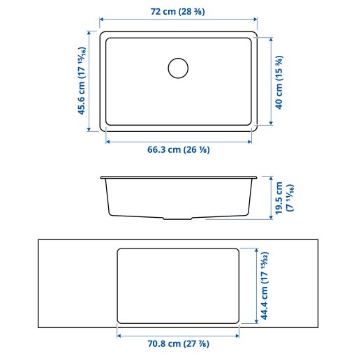 KILSVIKEN, inset sink 1 bowl, 72x46 cm, 293.370.25
