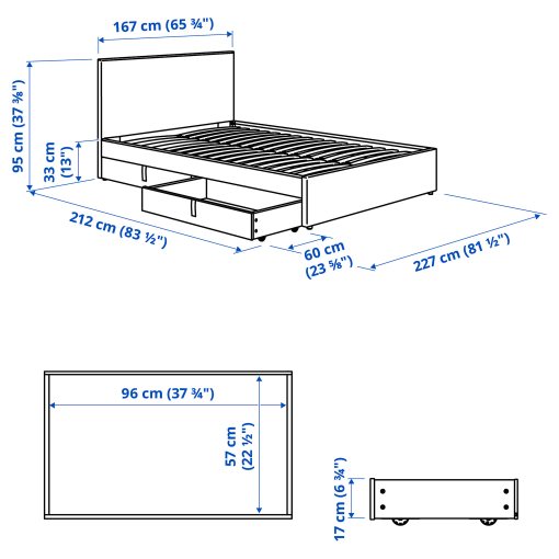 GLADSTAD, upholstered bed with 2 storage boxes, 160x200 cm, 294.067.97