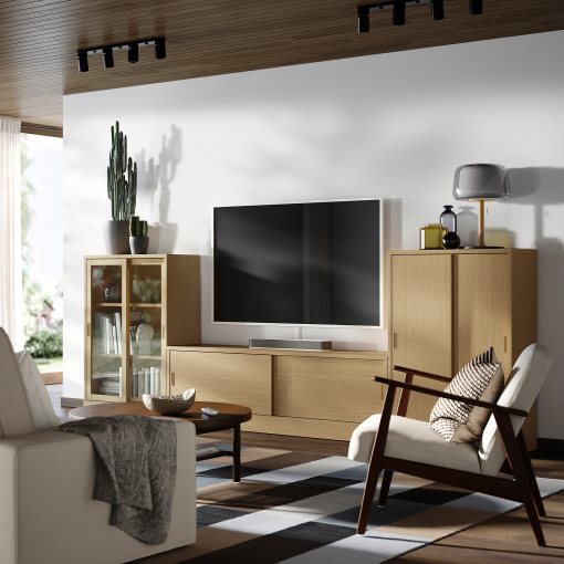 TONSTAD, σύνθεση αποθήκευσης TV με συρόμενες πόρτες, 342x37x120 cm, 295.150.65