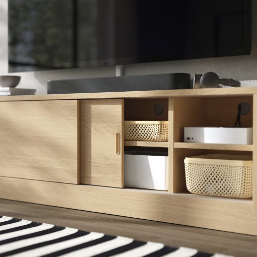 TONSTAD, σύνθεση αποθήκευσης TV με συρόμενες πόρτες, 342x37x120 cm, 295.150.65