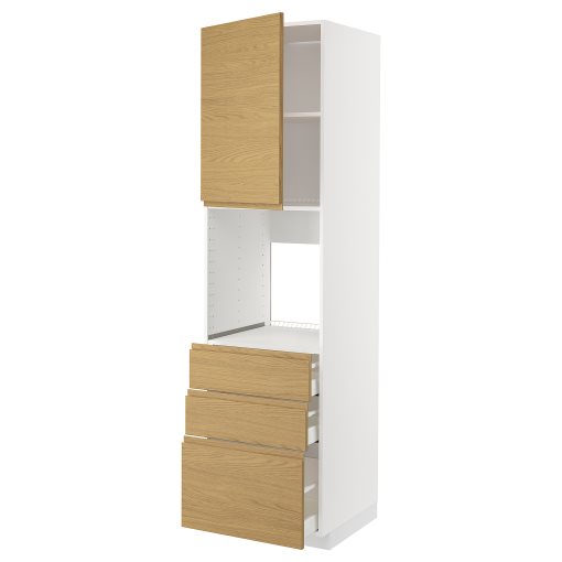 METOD, high cabinet for oven with door/3 drawers, 60x60x220 cm, 295.386.46