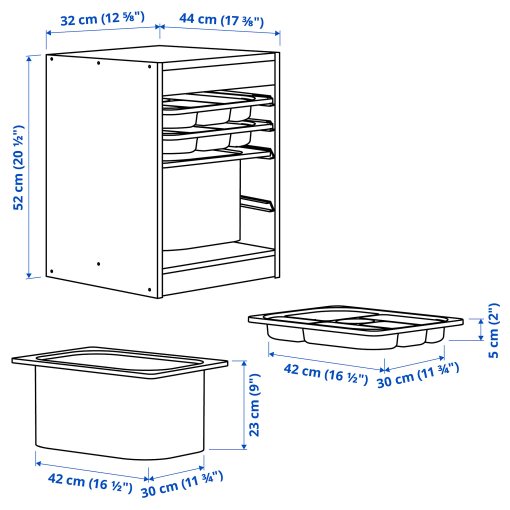 TROFAST, storage combination with box/trays, 32x44x52 cm, 295.733.00