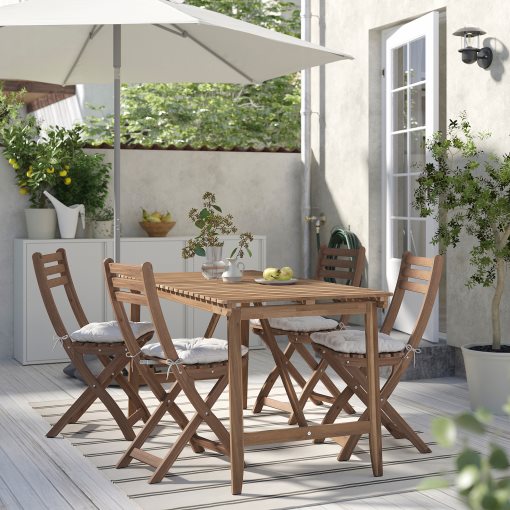 ASKHOLMEN, table and 4 chrairs/foldable/outdoor, 143x75 cm, 295.753.18